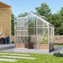 Serre De Jardin En Polycarbonate Vénus - Larg 1.95 M Avec Base, Long 1.95 M, Couleur Aluminium , Polycarbonate 6 Mm