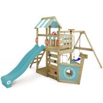 Parque Infantil De Madera Wickey Seaflyer Marino Con Columpio Y Arenero En Azul Cielo