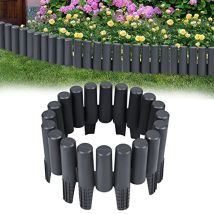 Rasenkante 2,8m Kunststoff Beeteinfassung Holzoptik Beetumrandung Aus Polypropylen 28x24cm Per Stück Gartenpalisade Spleißbar (10 Stück, Anthrazit) 