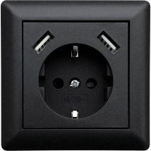 Ledmaxx - Usb1002 1 Parte Presa Di Corrente Per Montaggio A Filo Con Usb, Protezione Per I Bambini Nero