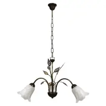 Lampadario Teresa 3 Luces E14 Marrón Y Oro Con Vidrio Esponjado Blanco