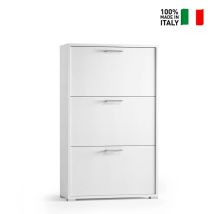 Terraneo - Scarpiera Elegante Bianca Con Tre Ante - 67x18x112 Cm