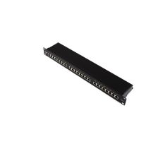Patch Panel Rack 1U Cat 6 FTP 24 Puertos RJ45 – Acero Negro – Ideal para Instalaciones de Alta Velocidad