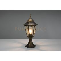 Mella Palo Segnaviali Da Esterno 6 Lati Fusione Di Alluminio Ruggine E Vetro Trasparente H. 51cm Ip44 1 Luce Attacco E27