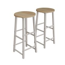 Muebles Bonitos - Bartisch Mit 2 Barhockern Metallbeine 33x71cm Bartresen Küche Modell Lucca Weiß Und Sonoma