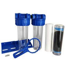 Portafiltro Doppio Acqua 9'3/4 26/34f Con Sedimento 20μm E Cartuccia A Carboni Attivi