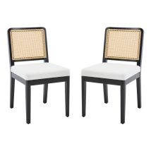Wahson Office Chairs - Juego De 2 Sillas De Comedor En Lino Tapizadas Sillas Rústicas De Mediano Siglo Con Patas De Madera Para Cocina Restaurante, 