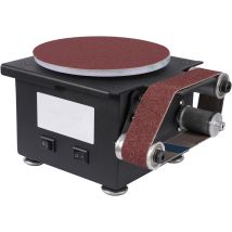 Stand Band Und Tellerschleifer 100w Elektrischer Bandschleifer, 150mm Schleiftellers, Schneidkantenschärfer Mit 10 Blatt Schleifpapier Und 10 