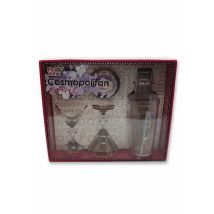 Lot De 10 Pièces - Pick & Drink - Coffret Cocktail Cosmopolitan - Réf Kdo8552 - Shaker Plastique - 2 Verres Martini - 2 Boîtes Métal - Ean 
