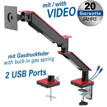 My Wall Hl25-1l - Stand De Tavolo Con Dock De Gas Per Schermi Piatti, 2 Porte Usb, De Gestione Dei Cavi, De Braccio Per Monitor De 17" A 35", Supporta