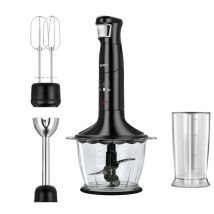 Mpm - Mbl-29/c Batidora 3 En 1 Batidora De Mano, Picadora, Varillas En Acero Inox., Función Smooth Touch, Libre Bpa 1200w Negro