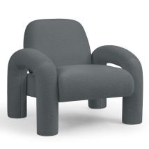 Makika - Loungesessel Einzelsofa Lia Aus Bouclé In Grau