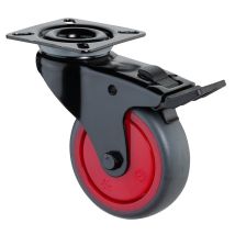 Bs Rollen Gmbh - Lenkrolle Mit Totalfeststeller Rad-ø 75 Mm Tragfähigkeit 75 Kg Mit Anschraubplatte Mit Totalfeststeller Gummi Grau