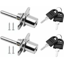 Cerradura Para Cajón De Mueble Con Llave (2 Piezas), Cerradura De Émbolo Para Archivadores Y Vitrinas, Diámetro 16 Mm, Longitud 61 Mm (plata).