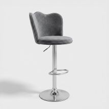 Taburete De Cocina En Terciopelo Y Metal Eric - Gris