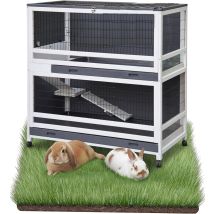 Bb-loisir – Cage Clapier Enclos Pour Lapins 115 X 60 X 118 Cm – 2 Niveaux Spacieux – Nettoyage Facile Avec Tiroirs Amovibles – 4 Roulettes Pivotantes