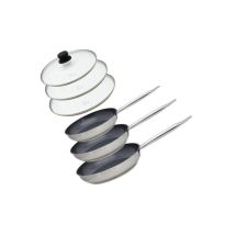 Set De 3 Poeles A Induction Avec Couvercles En Verre - Elo - Professional - Inox 18/10 Elodur - Ø 24-28 Et 32 Cm
