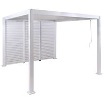 Pergola Hhg-518 Mit 3x Lamellenwand, Terrassenüberdachung Garten Lamellen-pavillon, 10cm-alu-gestell 3x3m Weiß