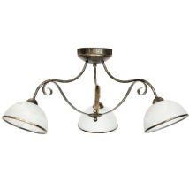 Lampada Da Soffitto A 3 Punti Luce Lampadario Con Paralume In Vetro E Bronzo Ideale Per Salone Camera Da Letto Ø70cm Antica