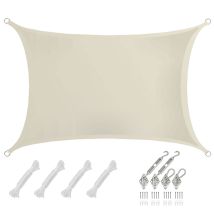 2x3 Vela Solare Rettangolare Impermeabile - Tenda Da Sole Con Fissaggio Inox