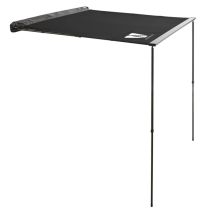 Seitenmarkise 200 cm schwarz – 320 g/m² Ripstop-Polyester – UV-Schutz 50+ – Wassersäule 3000 mm – Aluminium-Teleskopstangen