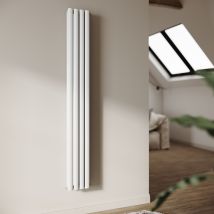 Radiateur À Eau Chaude Radiateur Mural Radiateur Tubulaire À Double Couche Connexion Centrale De La Vanne 180x23cm 746w Blanc - Sonni