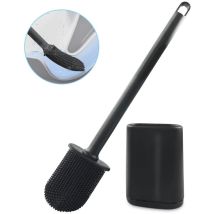 1 Stück Weiche Kunststoff-toilettenbürste, Schwarze Toilettenbürste Mit Flachem Bürstenkopf Und Kunststofffuß, Wandmontierte Silikon-toilettenbürste, 