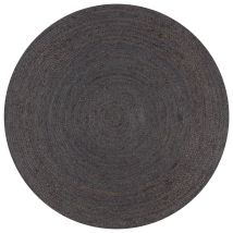 The Living Store - Alfombra Hecha A Mano Yute Redonda 150 Cm Gris Oscuro Dec023462