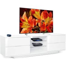 Centurion Supports - Avitus Premium High Gloss White With 4-white Drawers And 3-shelves Up To 65' Flat Screen Tv Cabinet - Assembled