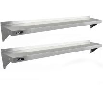 Kukoo - 2 X Gastro Edelstahl Regal Wandregal Küchenregal Wandbord Gewürzregal 1940mm X 300mm