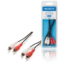 Valueline - Cable De Audio Estéreo 2 Rca Macho - Macho De 10 Metros, En Color Negro, Ideal Para Conectar A Cd - Dvd