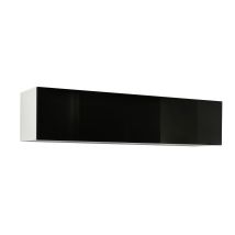 Lettiemobili - Mobile Tv Sospeso Mobile Da Soggiorno Moderno Porta Tv Salotto 1 Anta 160x30x29cm Modello Krista H-160 Bianco E Nero Finitura Lucida