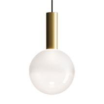 Zafferano Suspension Sfera En Verre Borosilicat Soufflé À La Bouche Avec Finition Or Et Transparent Sablé 8w Led Triac 2700k