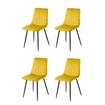 La Silla Española - Pack De Cuatro Sillas De Comedor Estilo Vintage Con Asiento Y Respaldo Fabricado En Terciopelo Modelo Denia En Amarillo Mostaza