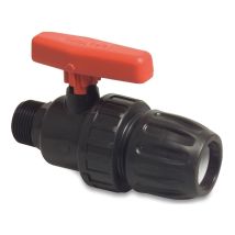 Mega Kugelhahn Mit Klemmverbinder 20 Mm X Außengewinde 1/2 Zoll Pp Schwarz, Typ Safe 502