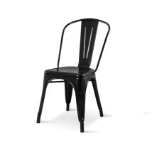 KOSMI – Silla de metal negro industrial apilable – Carga máxima 120 kg – Acabado pintura brillante