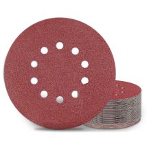 [french Days]disques De Ponçage 225 Mm 25 Pièces Grain P60 10 Trous Disques Abrasifs 225 Mm Ronds Papier Abrasif For Ponceuse