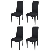 Tommychairs Set 4 Sedie Glam In Legno Di Faggio, Seduta E Schienale Imbottiti E Rivestiti In Tessuto Colore Nero