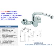 Genebre - Rubinetto Monocomando Per Lavabo A Parete K8 15 Cm Cr61192284566