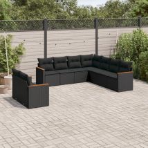 Torana - Vidaxl 9-tlg. Garten-sofagarnitur Mit Kissen Schwarz Poly Rattan