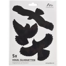 Vogelsilhouette schwarz 5-teilig – 60088 – selbstklebende Folien zur Vermeidung von Vogelschlag – für Innen und Außen geeignet