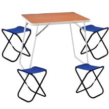 Conjunto de mesa plegable 95x60 cm con 4 taburetes – Durolac – PVC – Tejido