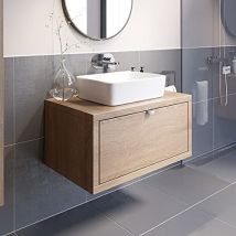 Vitusso - Bathroom Oak Wall Hung Vanity Unit And Basin Sink Cabinet Storage 800mm With 480mm Rectangular White Basin