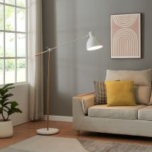 Lámpara De Pie Banchory Metal 163 Cm Efecto Madera/blanco [ Lux.pro