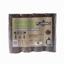 Flamino – Blocchi di legno densificati x4 – 28 cm lunghezza, 9 cm diametro – Riscaldamento ecologico e potente