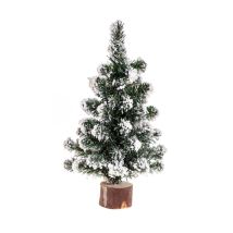 Fééric Lights – Mesa De Lino Floreciente Árbol 25 cm – Verde Floqué – Decoración Navideña