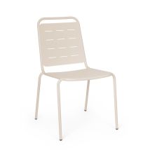 Ensemble De 4 Chaises En Acier À Revêtement Électrophorétique Avec Une Finition Beige Mate