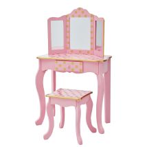 Teamson Kids - Fantasy Fields Kinder Schminktisch Mit Spiegel Und Hocker Frisiertisch Rosa/gold Td-11670l