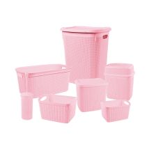 Set da bagno 7house 7 pezzi – Cesto portaoggetti, Cestini alti, Cesto rettangolare, Cesto quadrato, Portabiancheria – Resina, Facile da pulire
