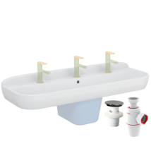 Lavabo Infantil Vitra Sento Kids De 125 Cm + Sifón Y Desagüe Wirquin
